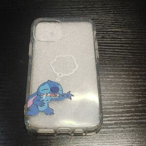 iPhone 11 Pro Clear Glitter Phone Case with Blue Stitch Design Disney New